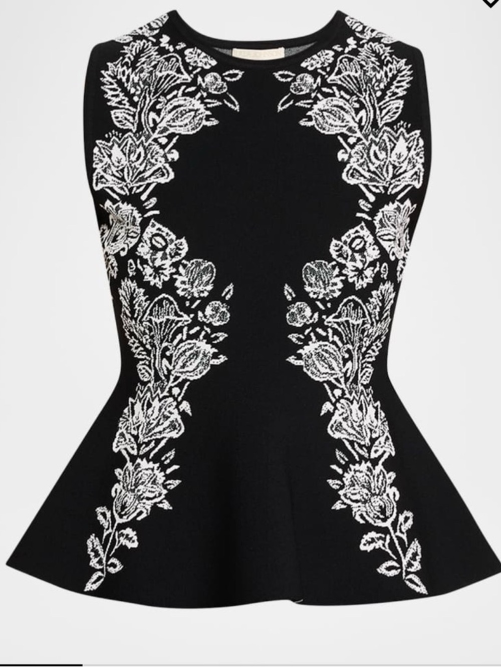 Ulla Johnson Black Top with White Floral Jacquard